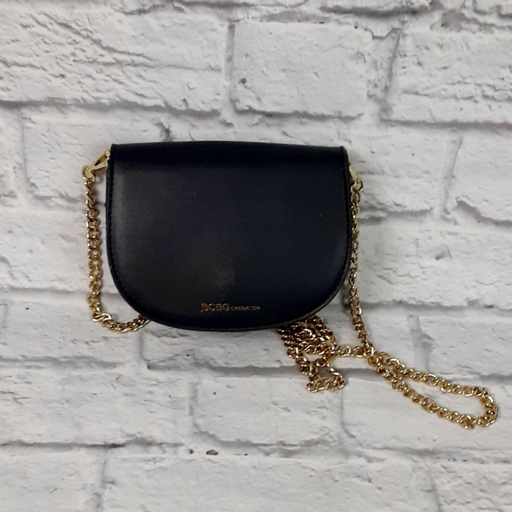 BCBGeneration black and snakeskin print leather reversible belt, crossbody bag